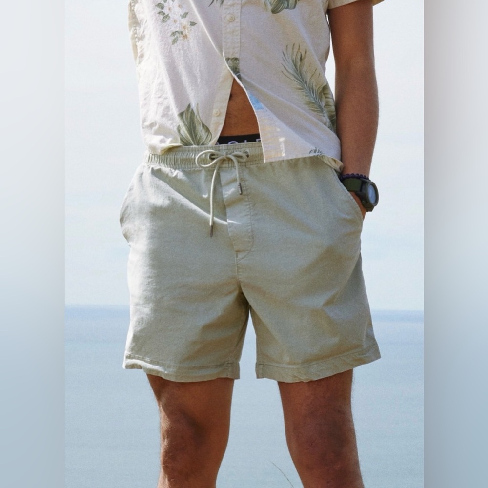 American Eagle Flex Jogger Shorts Mens Large Olive Green Elastic Waist Stretch